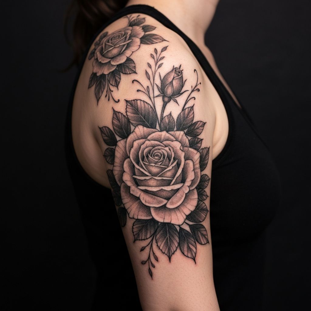 Florales Sleeve Tattoo mit Rosen